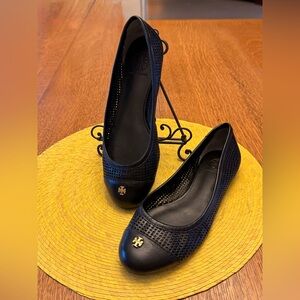 Tory Burch Black Perforated Leather Women's Ballet Flats Size 6.5